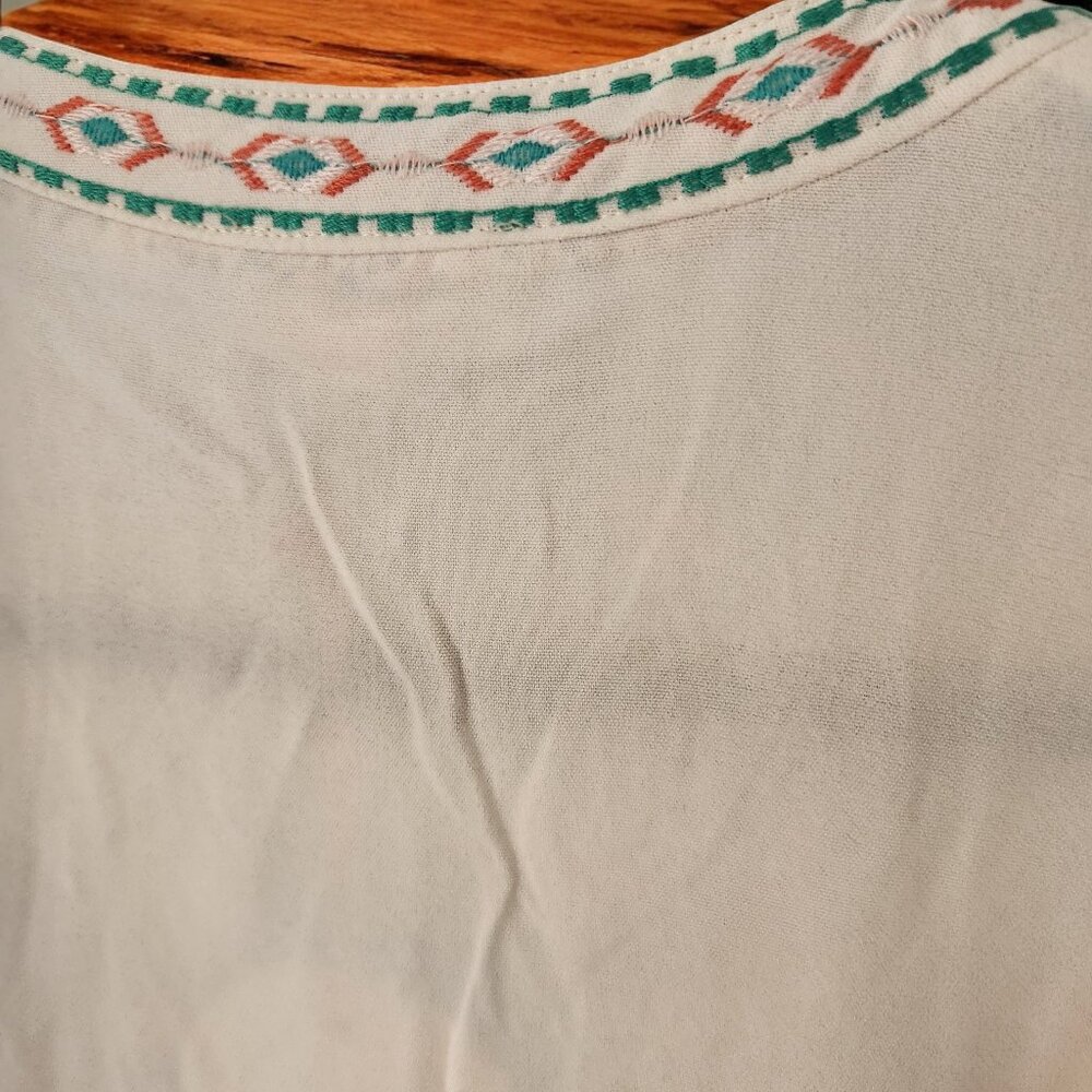 Umgee Embroidery Notched Double Ruffle Sleeve Blouse - Picture 9 of 11